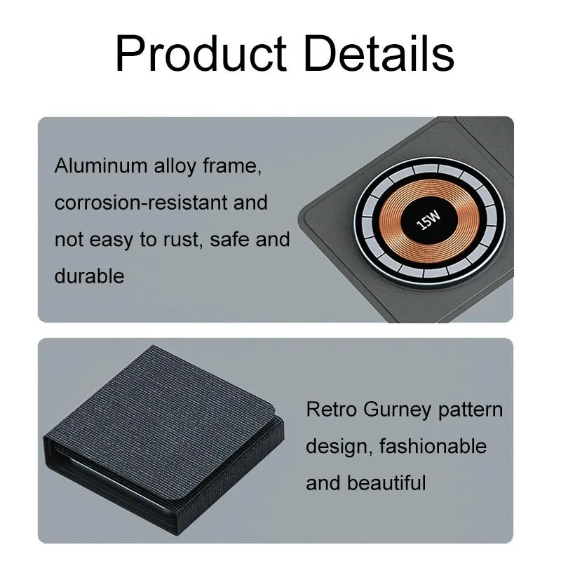 15W 3 In 1 Foldable Magnetic Wireless Charger