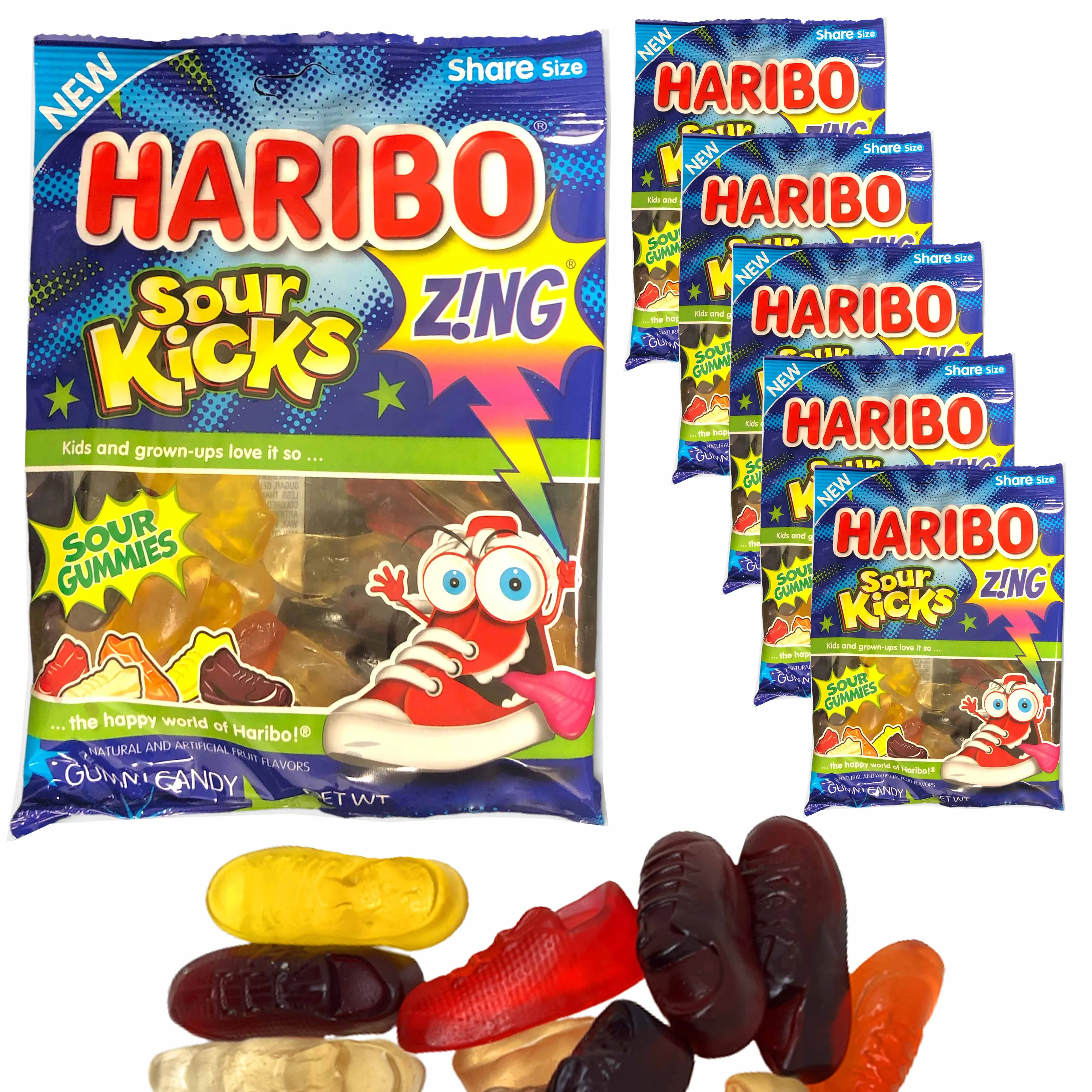 6 Bags Haribo Gummy Candy Sour Kicks Gummies Chewy Snack Party Gift 3.6oz Each