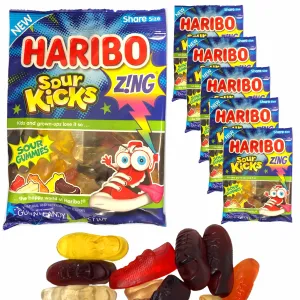 6 Bags Haribo Gummy Candy Sour Kicks Gummies Chewy Snack Party Gift 3.6oz Each