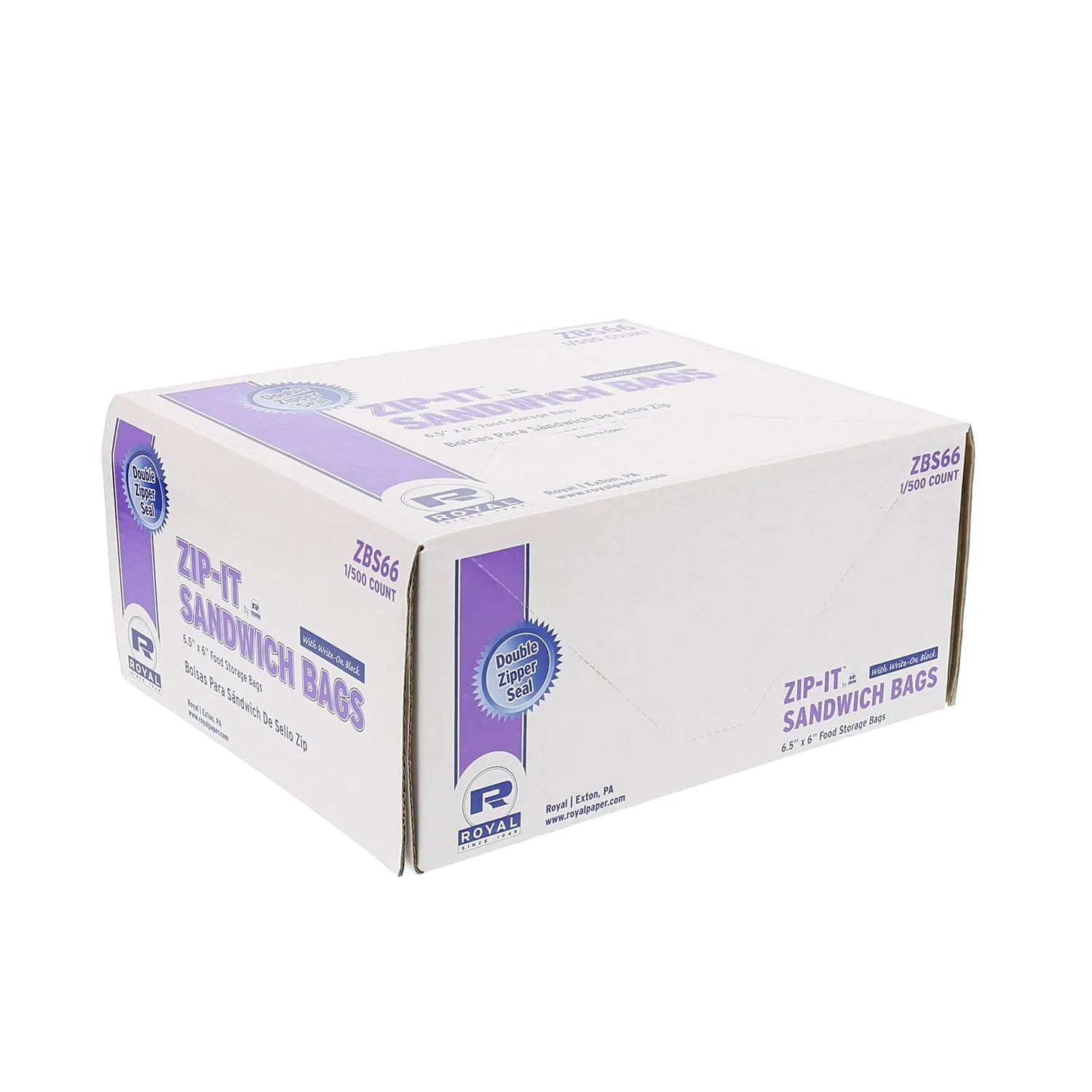 6.5" x 6" Double Zipper Sandwich Bags, Pack of 500