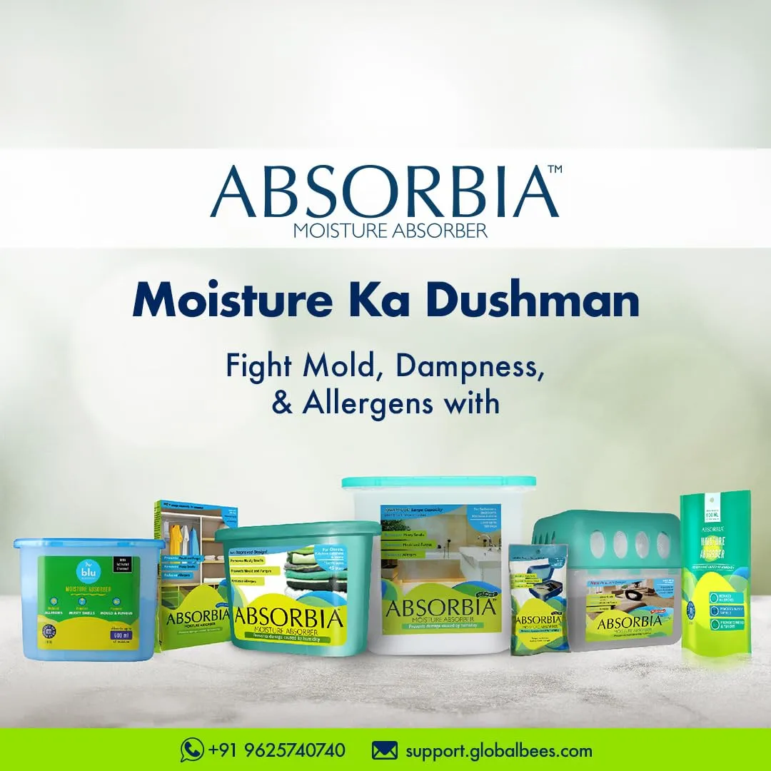 Absorbia Moisture Absorber | Absorbia Sachet - Pack of 3 (200ml Each) & ABSORBIA IONIC HAUS Pure Activated Charcoal Air Purifyer, made with Organic Jute Bag 200 Gms
