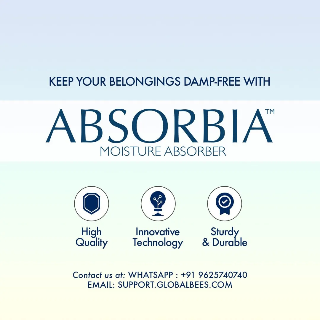 Absorbia Moisture Absorber | Absorbia Sachet - Pack of 3 (200ml Each) & ABSORBIA IONIC HAUS Pure Activated Charcoal Air Purifyer, made with Organic Jute Bag 200 Gms
