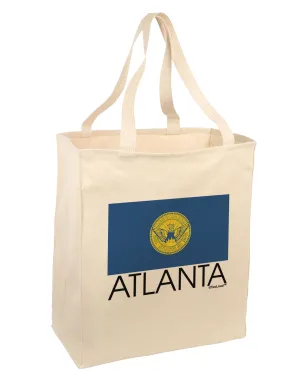 Atlanta Georgia Flag Text Large Grocery Tote Bag by TooLoud