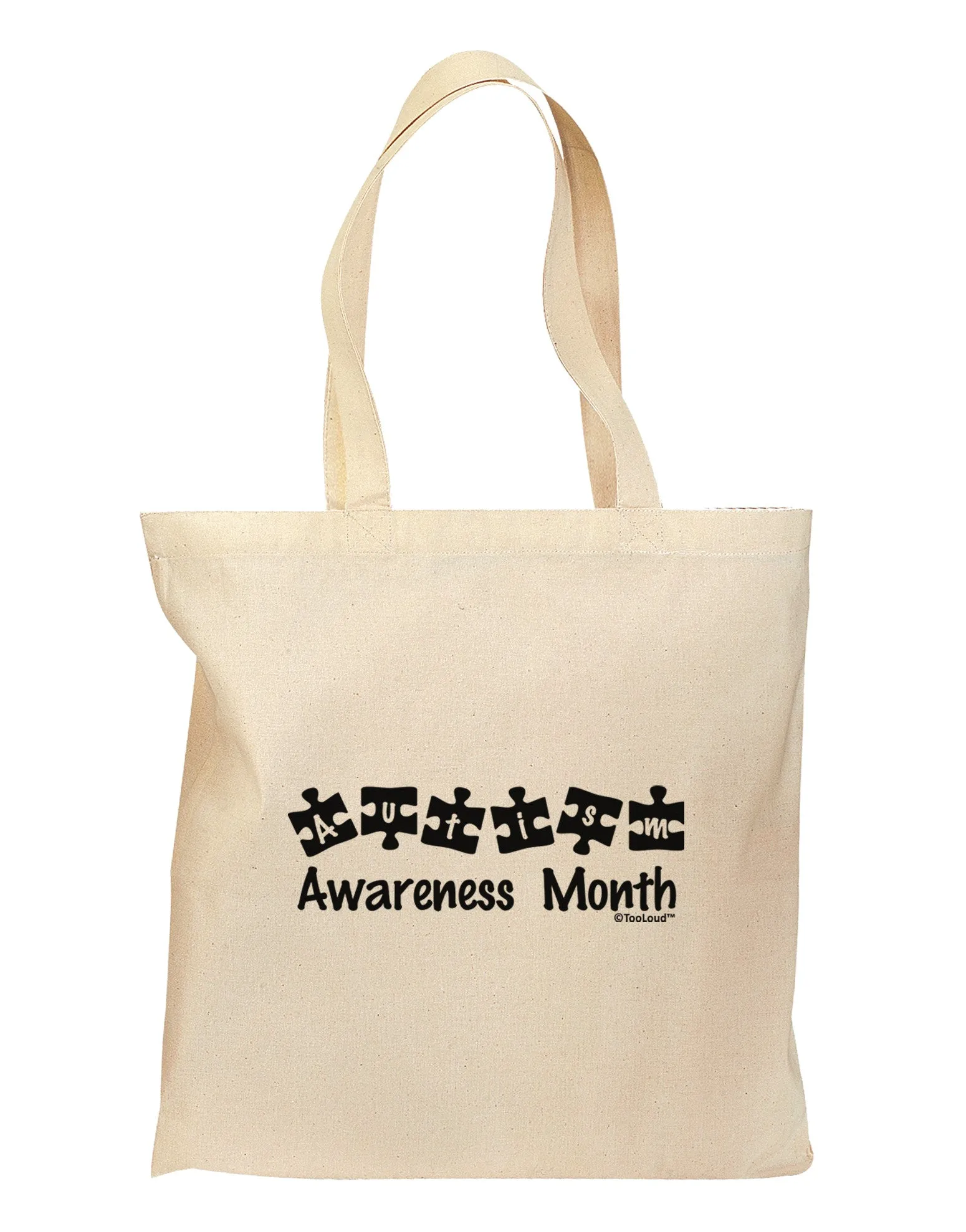 Autism Awareness Month - Puzzle Pieces Grocery Tote Bag by TooLoud