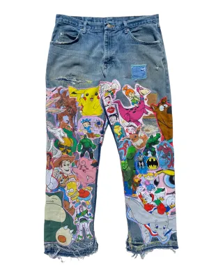 cartoon denim jeans
