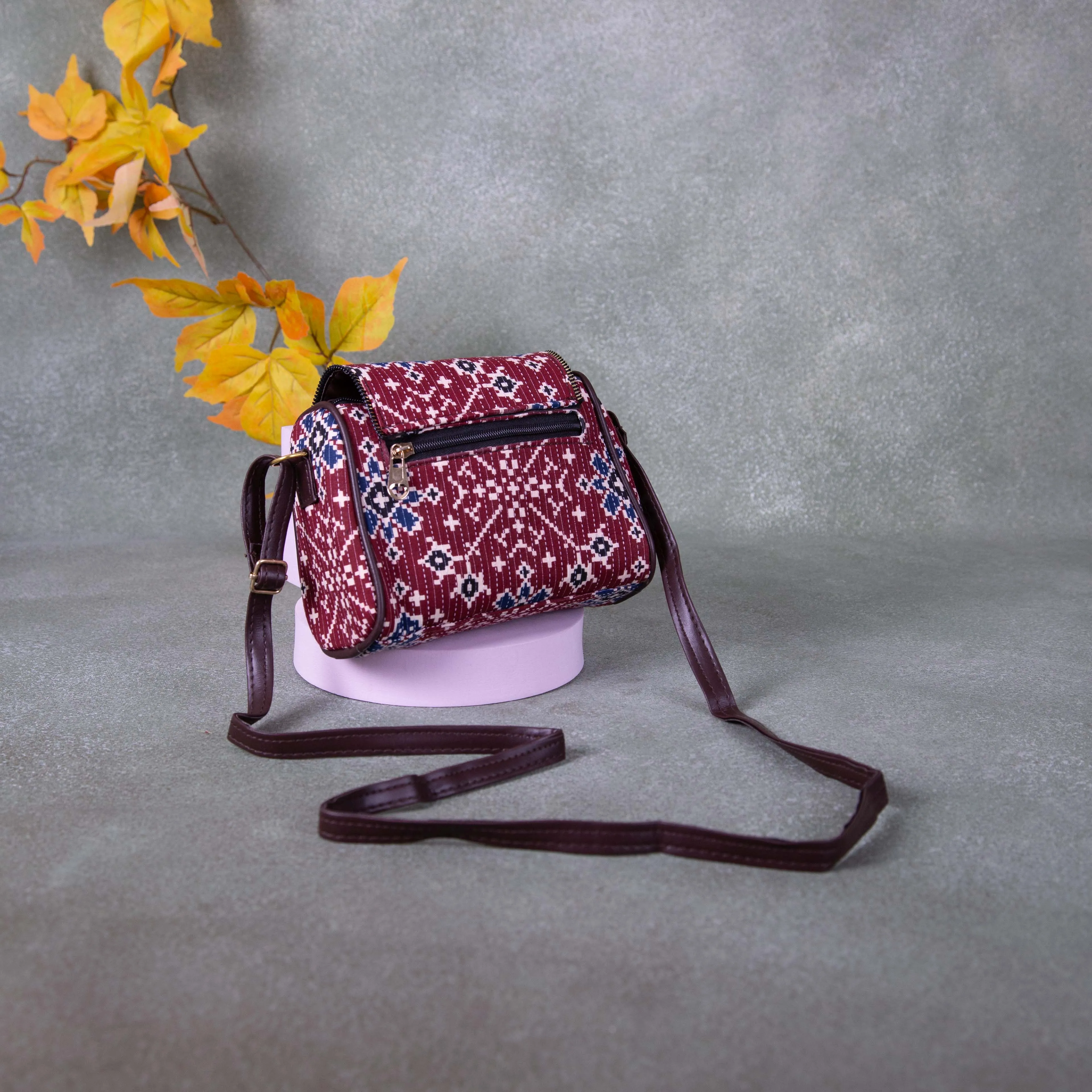 Easy Sling Sand Maroon Colour with Blue flower Design