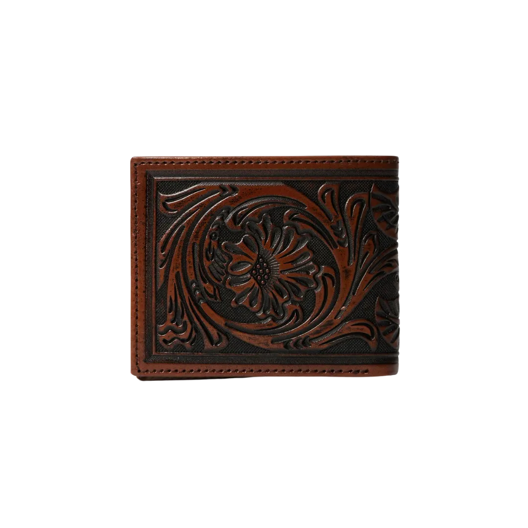 Gem Dandy Men's Tooled Bi Fold Brown Wallet
