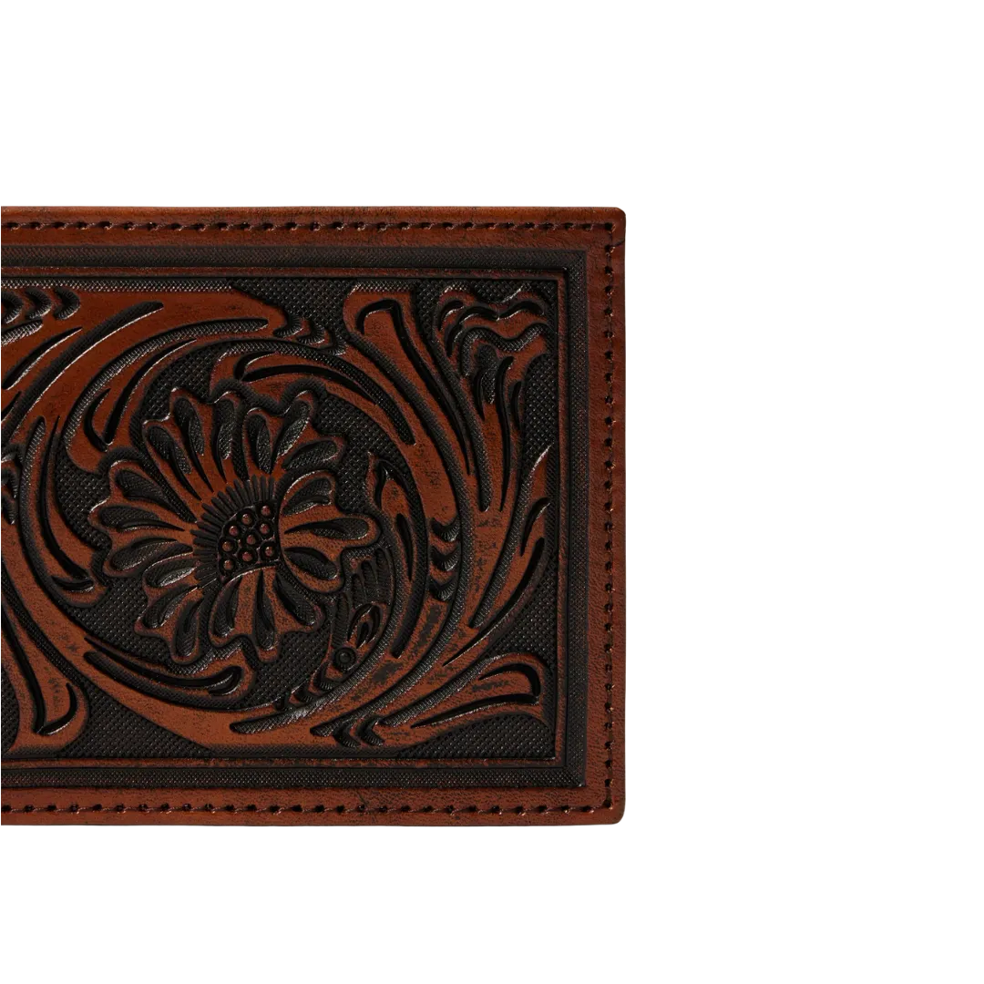 Gem Dandy Men's Tooled Bi Fold Brown Wallet