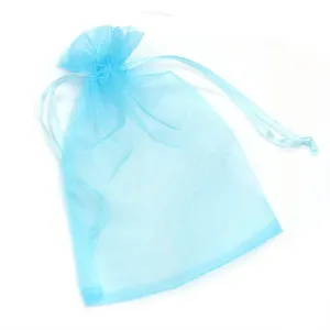 Gift Bag Light Blue Organza Rectangle 86x132mm-Pack of 10