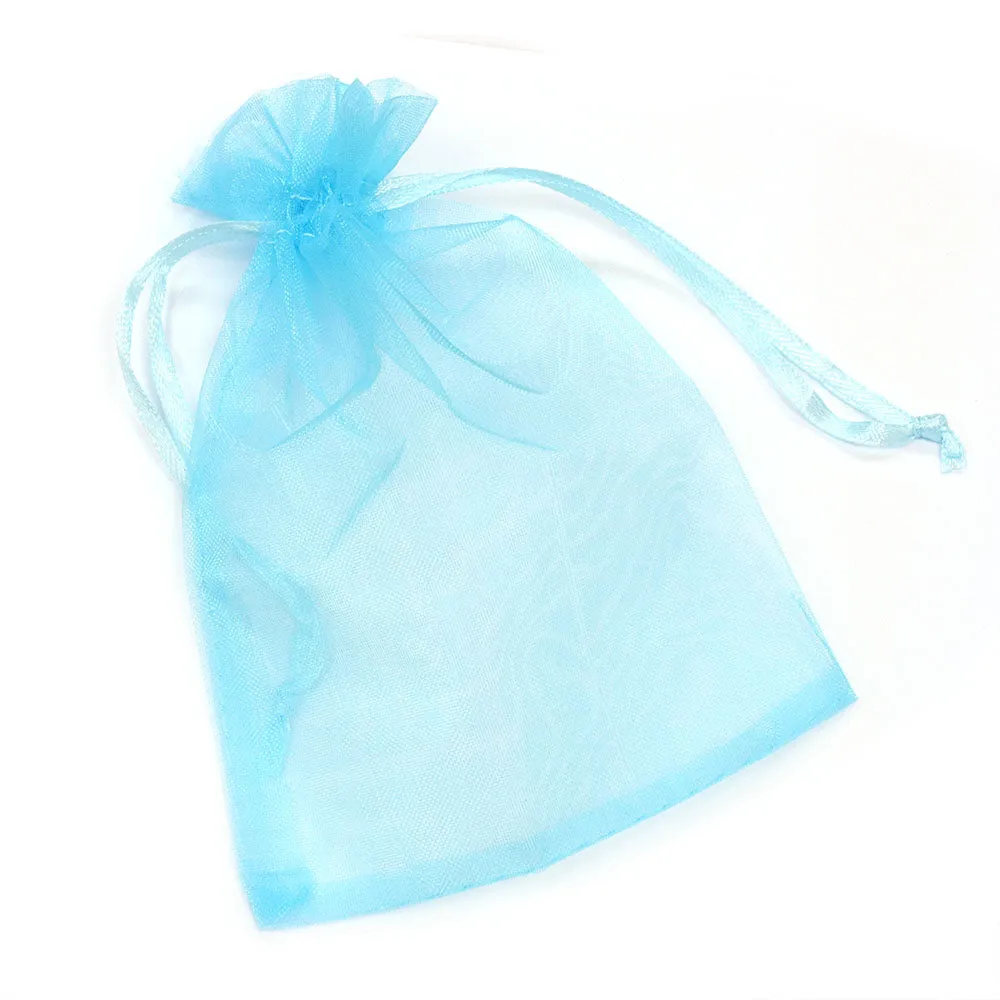 Gift Bag Light Blue Organza Rectangle 86x132mm-Pack of 10