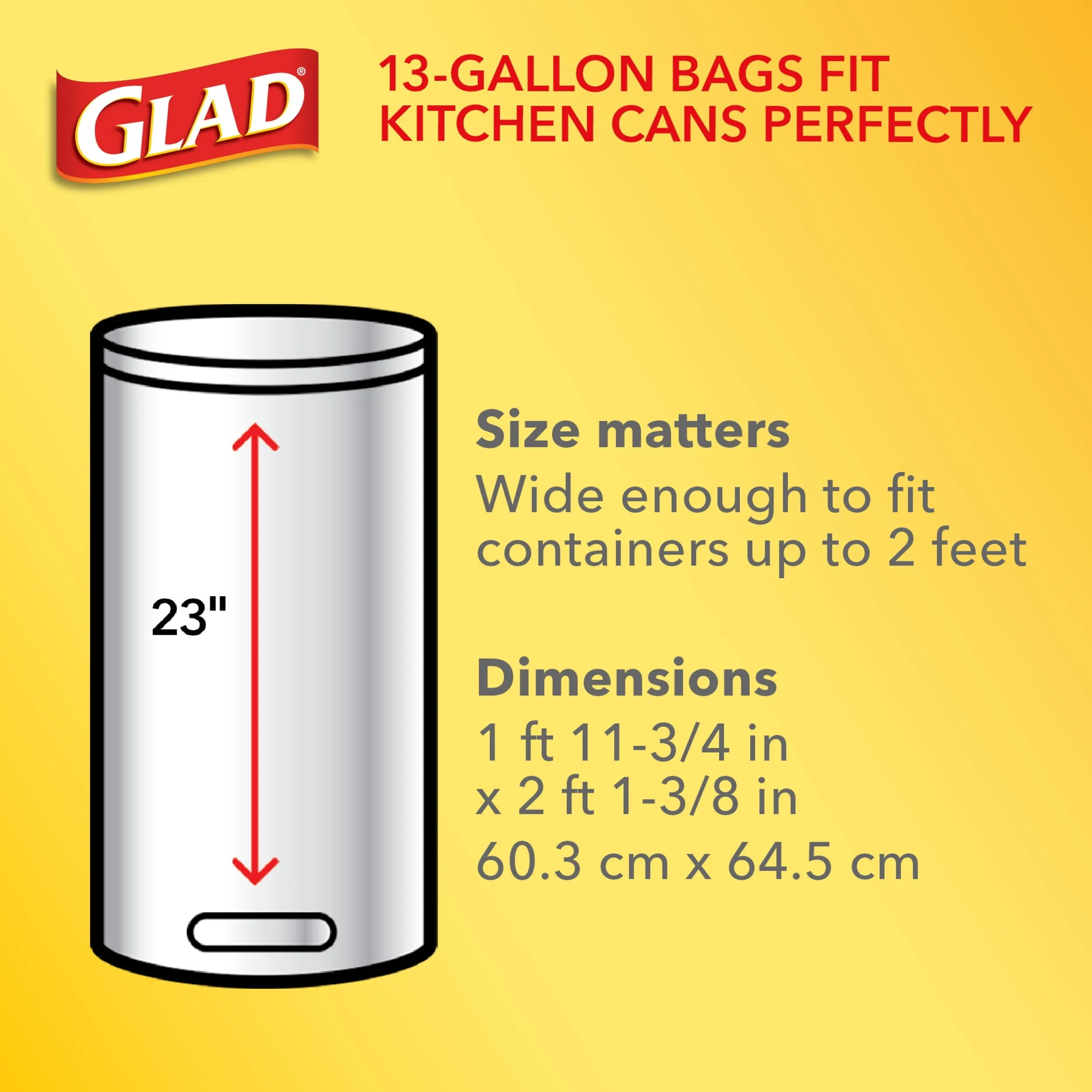 Glad ForceFlex 13 Gallon Tall Kitchen Trash Bags, Fresh Clean Scent, Febreze Freshness, 40 Bags