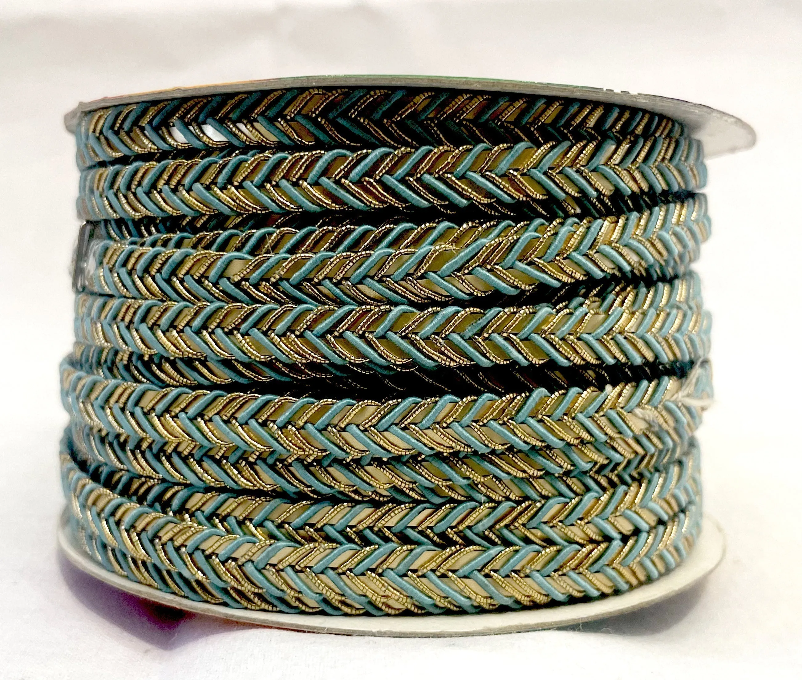 Golden Braid Border, Blue And Golden,  Laces for Dress, Home Dcor, Shoe, Bags, Hats, DIY, Handmade, 0.2 inch Broad