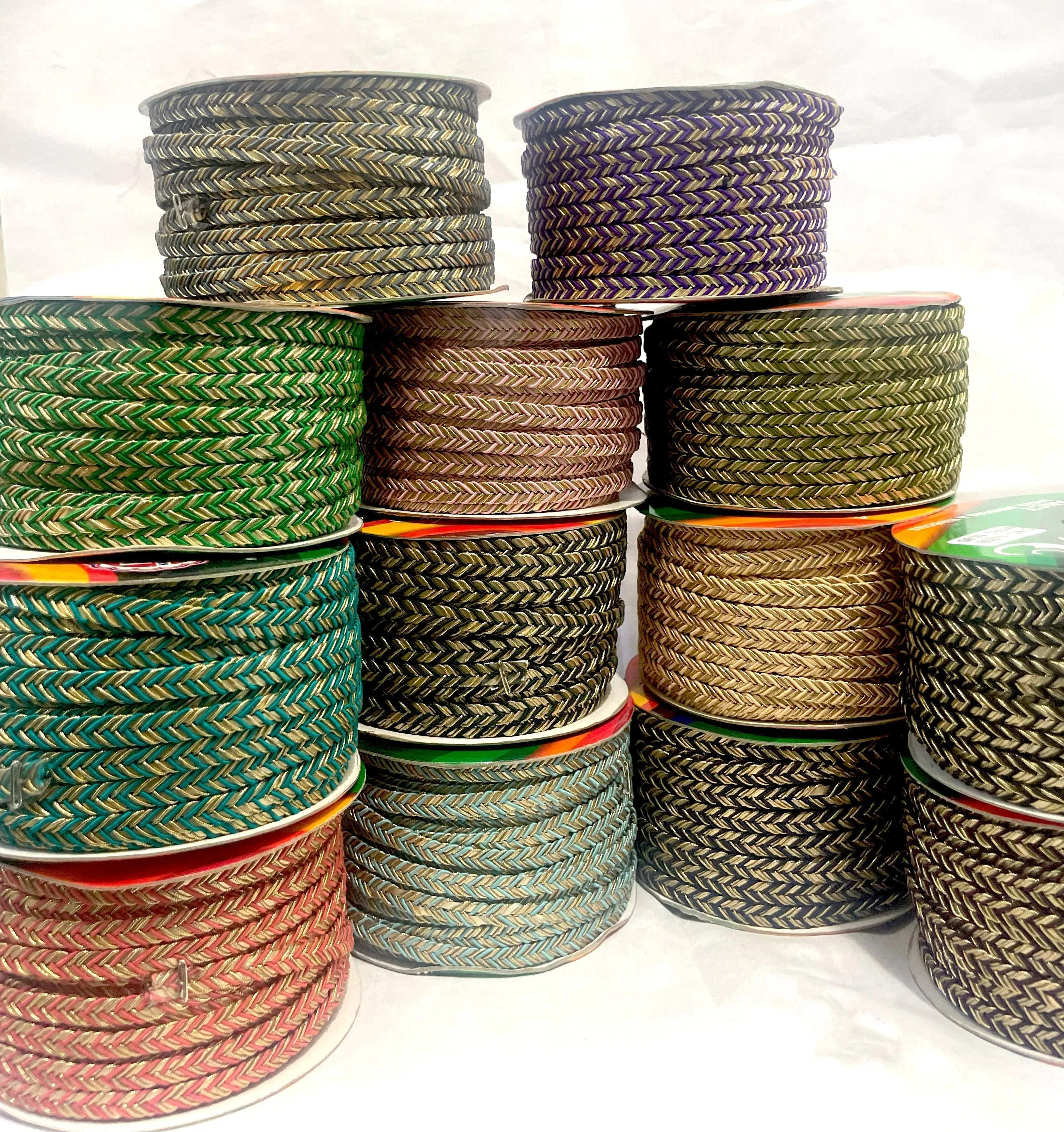 Golden Braid Border, Blue And Golden,  Laces for Dress, Home Dcor, Shoe, Bags, Hats, DIY, Handmade, 0.2 inch Broad