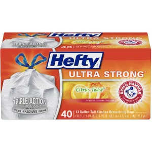 Hefty® Ultra Strong™ Tall Kitchen Trash Bags, 13 Gallon, 40 Count (Citrus Twist™ Scent)