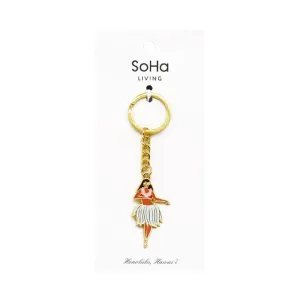 Hula Girl Dancer Enamel Keychain