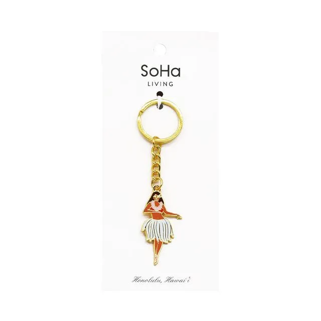 Hula Girl Dancer Enamel Keychain