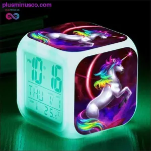 Kids Cute Cartoon Unicorn Alarm Clock 7 Colors Changing