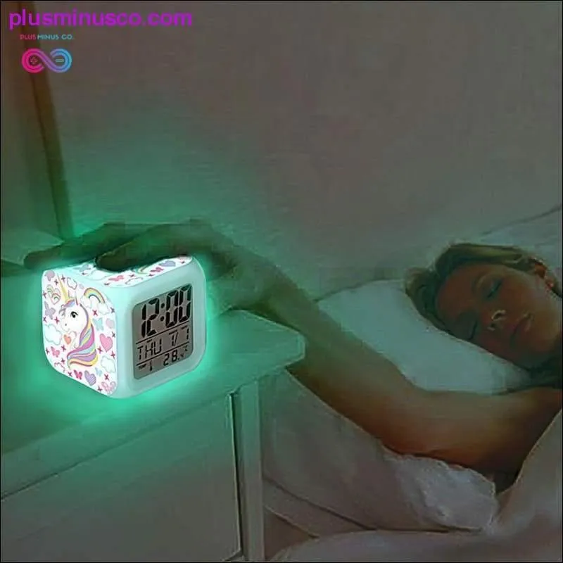 Kids Cute Cartoon Unicorn Alarm Clock 7 Colors Changing