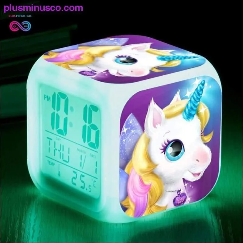 Kids Cute Cartoon Unicorn Alarm Clock 7 Colors Changing