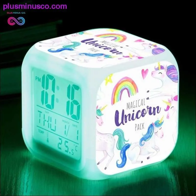 Kids Cute Cartoon Unicorn Alarm Clock 7 Colors Changing