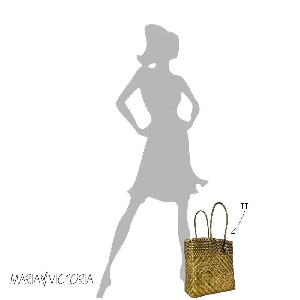 Maria Victoria | Gatsby Tote | Upcycled, Handwoven, White/Black/Gold Tote
