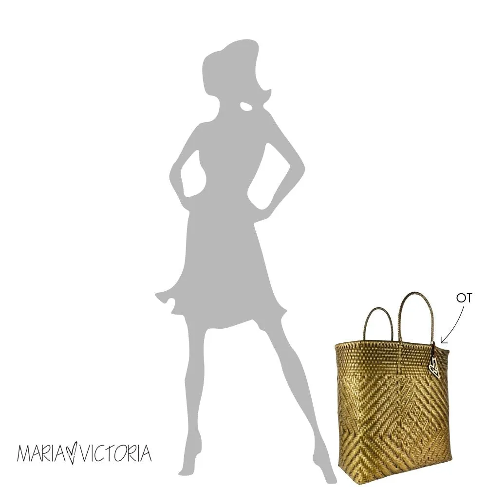 Maria Victoria | Gatsby Tote | Upcycled, Handwoven, White/Black/Gold Tote