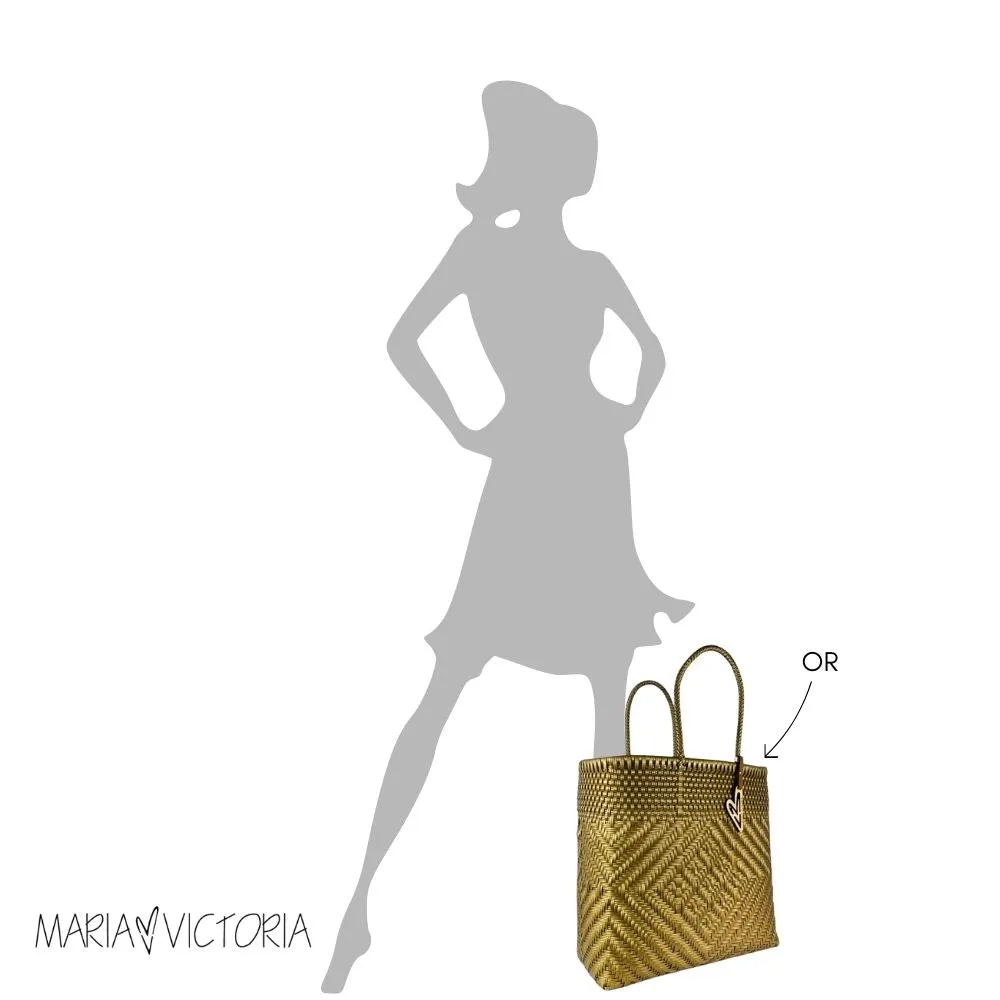 Maria Victoria | Gatsby Tote | Upcycled, Handwoven, White/Black/Gold Tote