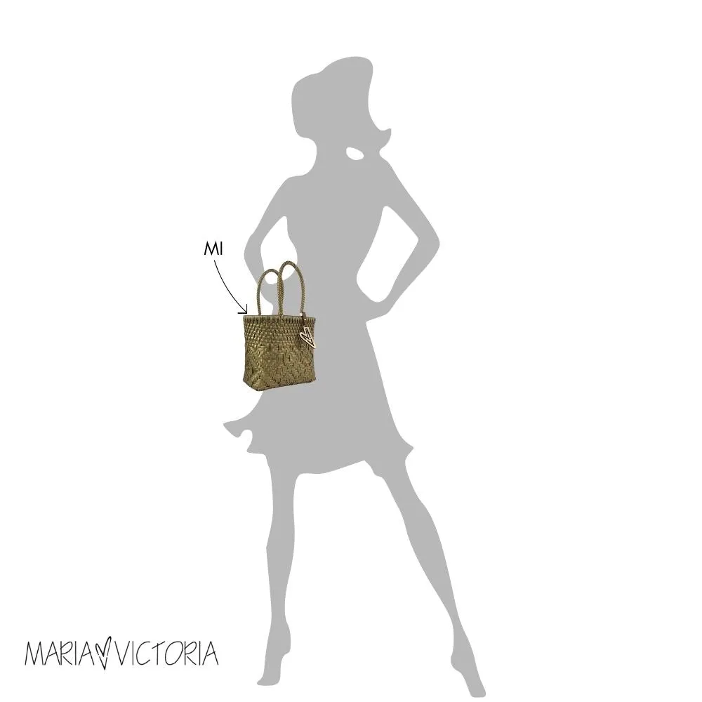 Maria Victoria | Gatsby Tote | Upcycled, Handwoven, White/Black/Gold Tote