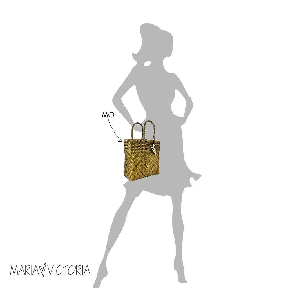Maria Victoria | Gatsby Tote | Upcycled, Handwoven, White/Black/Gold Tote