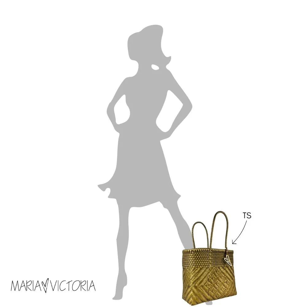Maria Victoria | Gatsby Tote | Upcycled, Handwoven, White/Black/Gold Tote