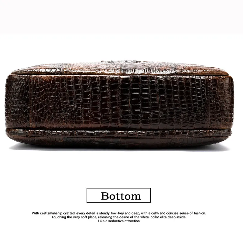 MVA   Men's Genuine Leather Crocodile Pattern Messenger Style Laptop Bag