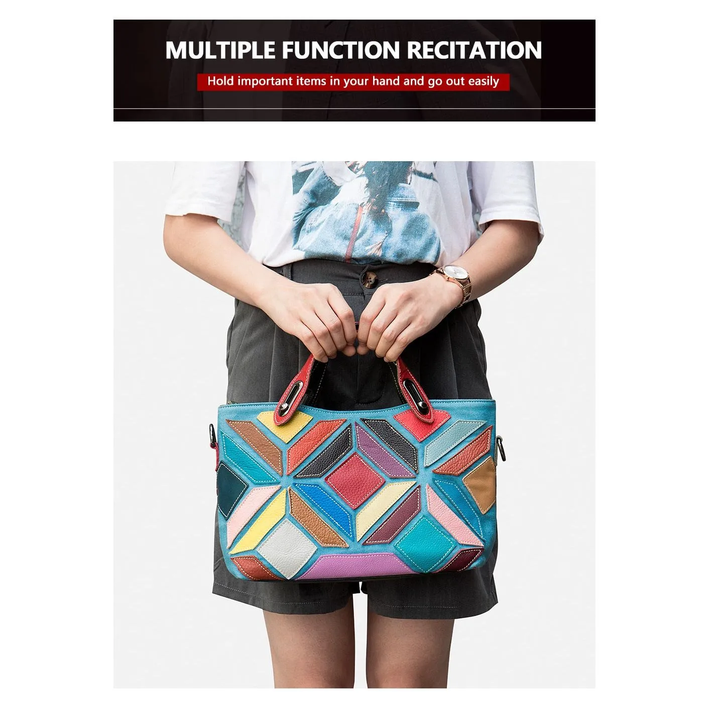 PatchLuxe Colorful Leather Shoulderbag