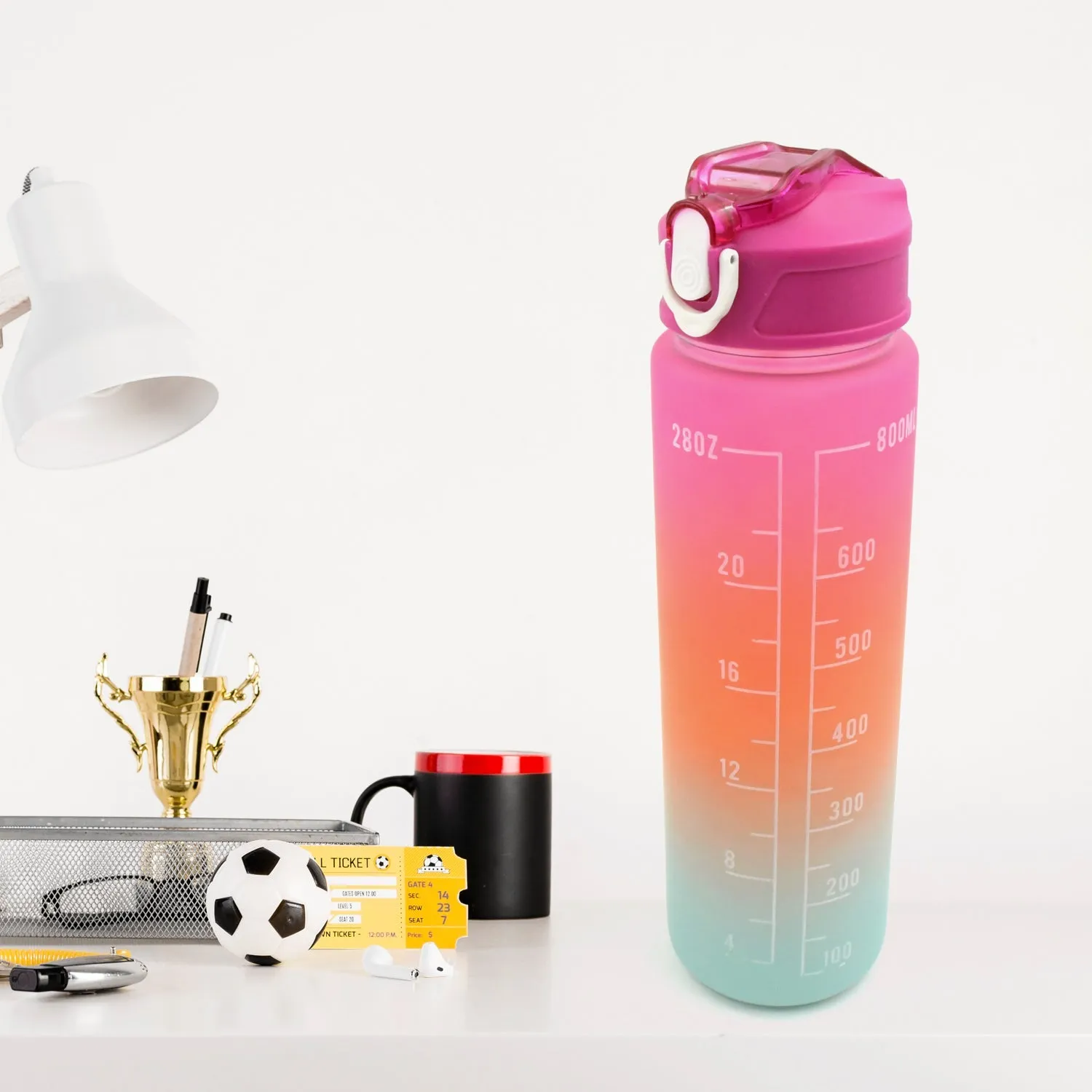Plastic Water Bottle 2 pc Different Size Bottle High Quality Water Bottle Plastic Water Bottle BPA-Free & Leak-Proof!  Cartoon Printed Design for Kids' School, For Fridge, Office, Sports, School, Gym, Yoga (2 Pc Set)