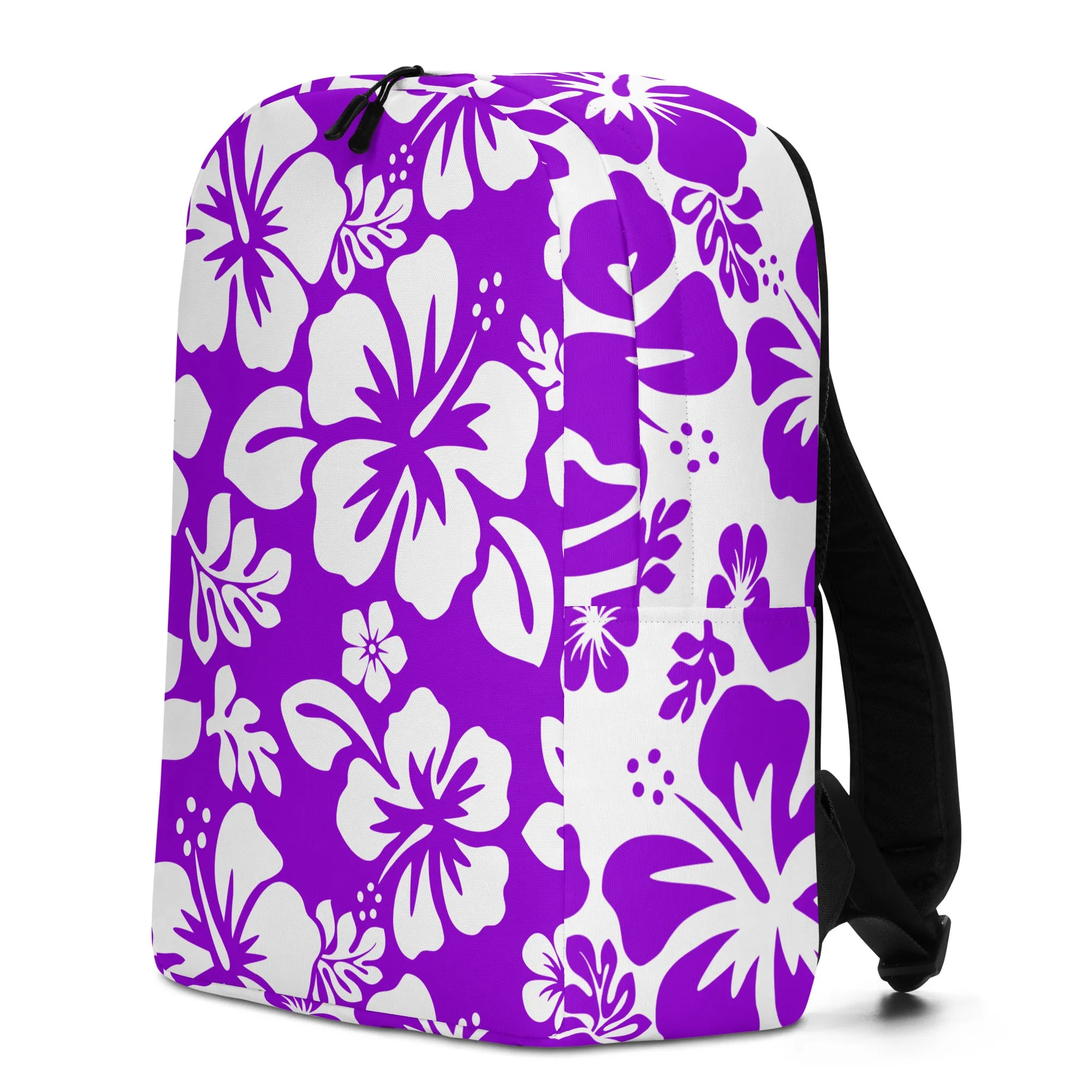 Purple and White Hawaiian Print Backpack