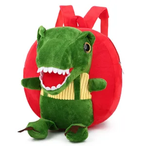 Red Children's winter plush backpack small dinosaur