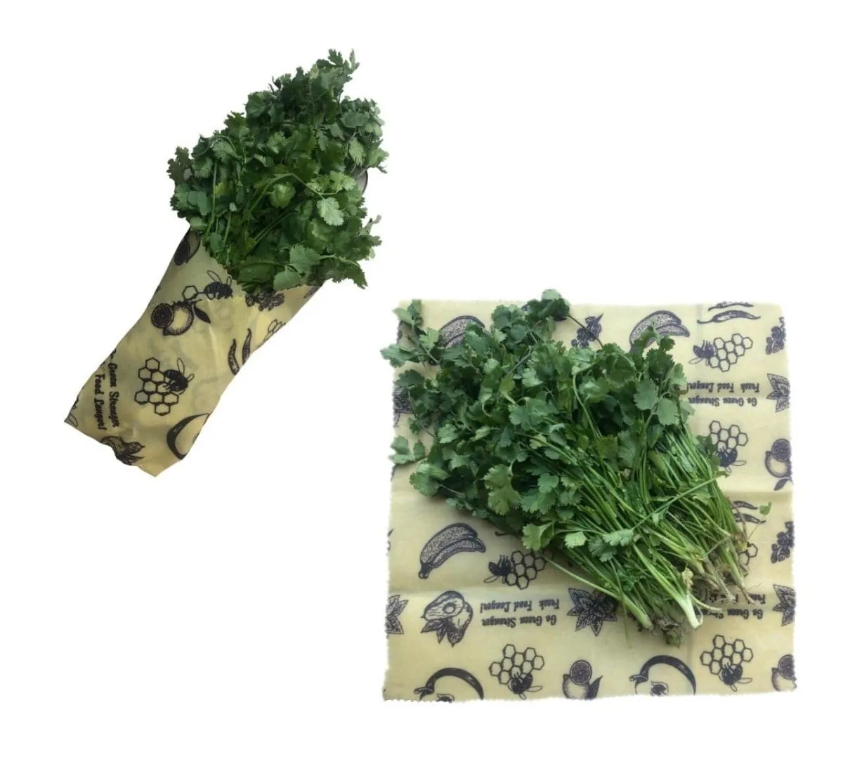 Reusable Beeswax Food Wraps, Handmade Cotton - Set of 2 Large Wraps