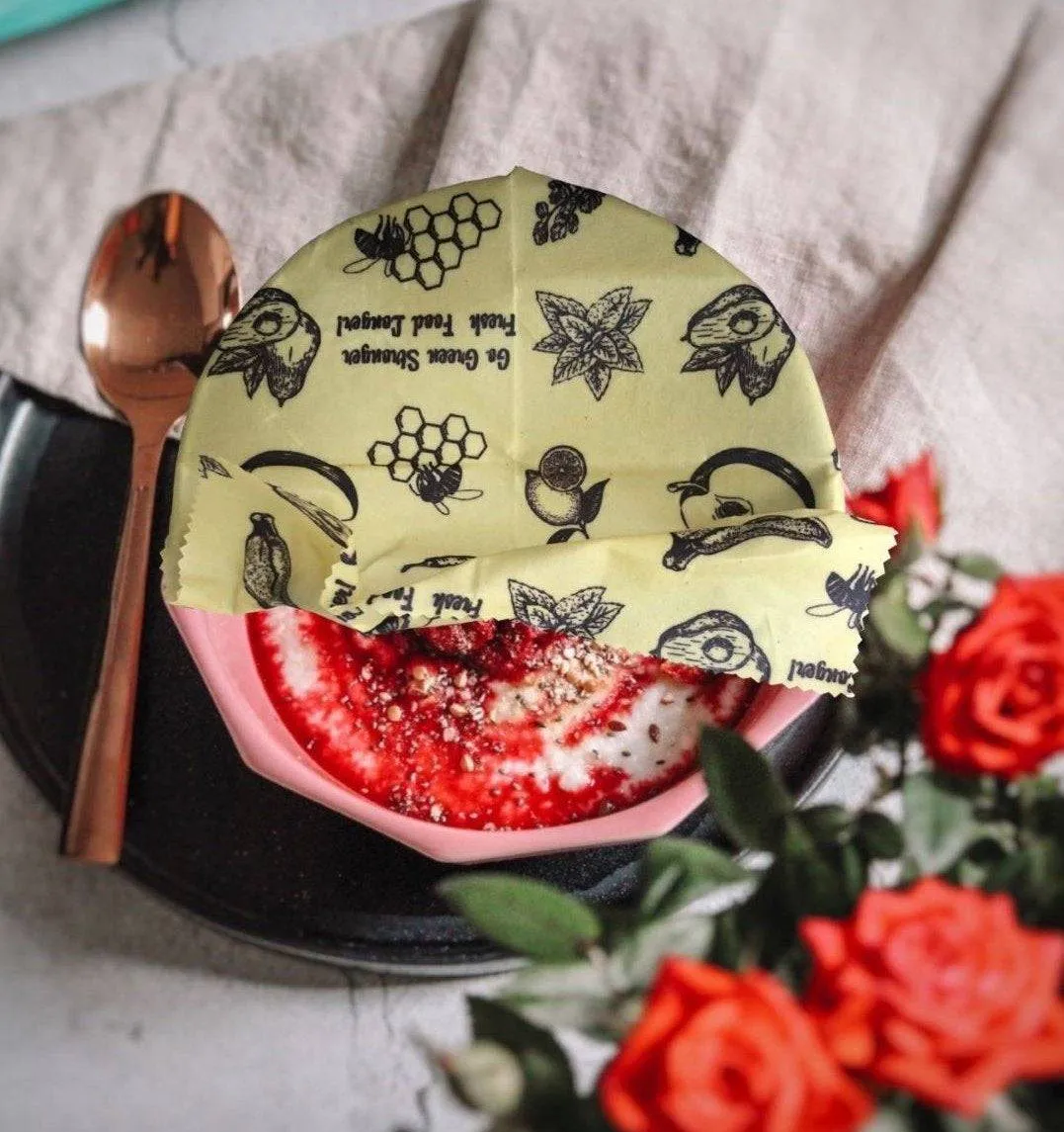 Reusable Beeswax Food Wraps, Handmade Cotton - Set of 2 Large Wraps