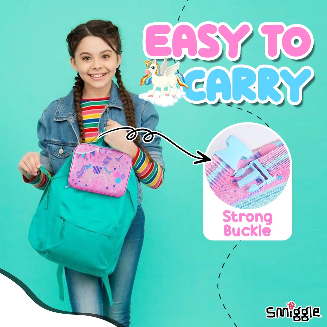Smiggle Glide Teeny Tiny Square Lunchbox (Bag) Pink, 3Y 