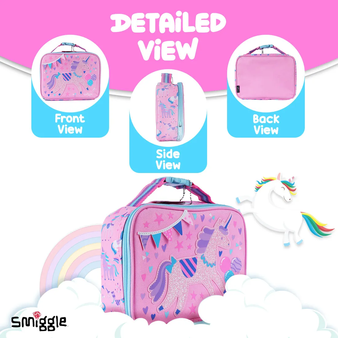 Smiggle Glide Teeny Tiny Square Lunchbox (Bag) Pink, 3Y 