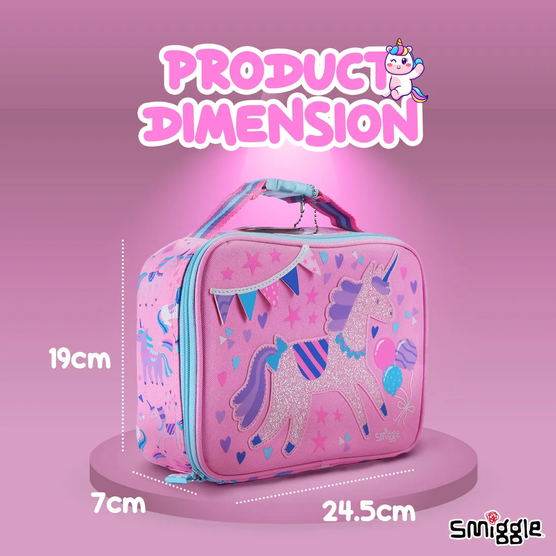 Smiggle Glide Teeny Tiny Square Lunchbox (Bag) Pink, 3Y 