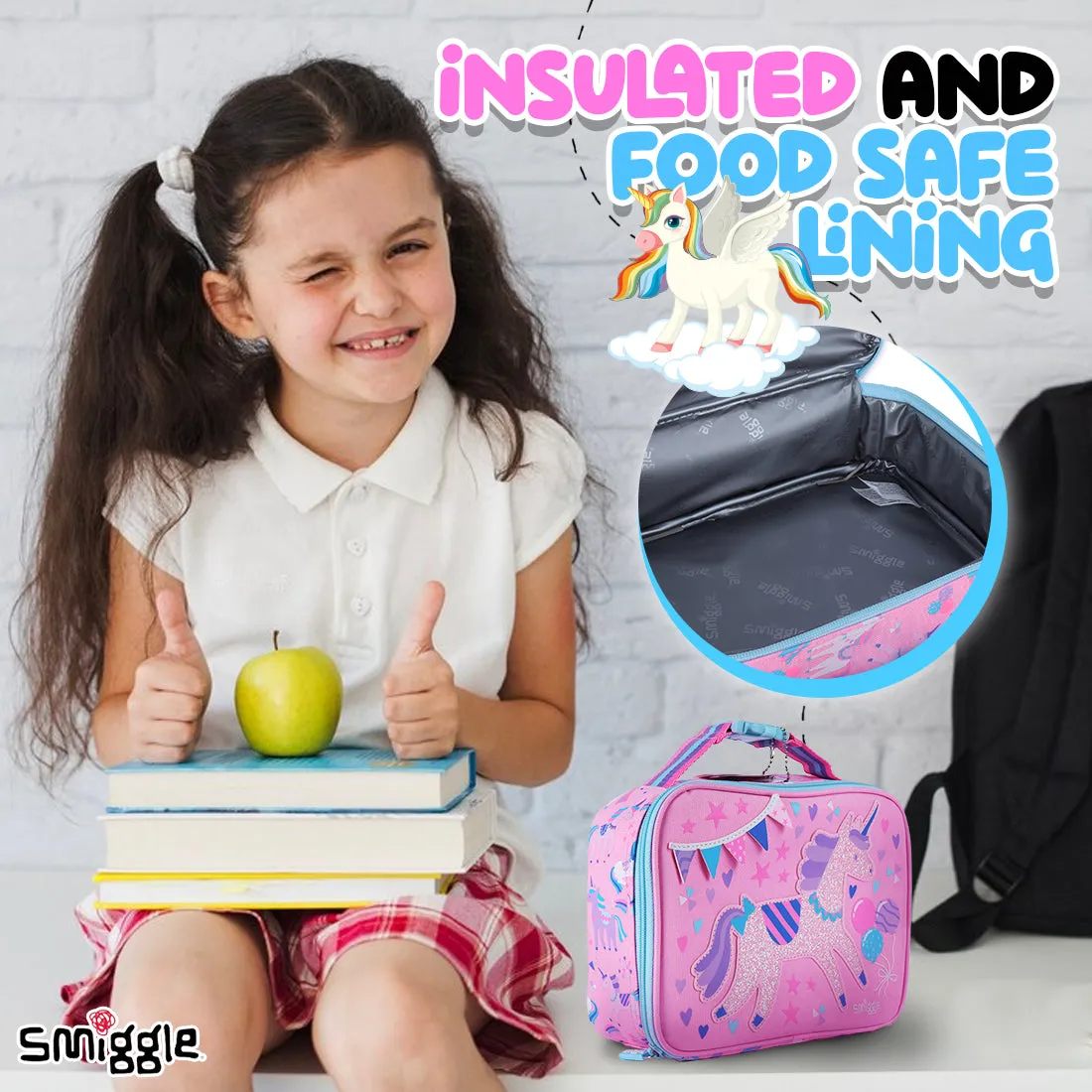 Smiggle Glide Teeny Tiny Square Lunchbox (Bag) Pink, 3Y 