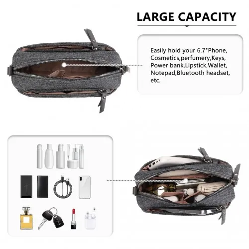 Stylish & Functional Miss Lulu Grey Ethnic Jacquard Strap Water-Resistant Crossbody Bag