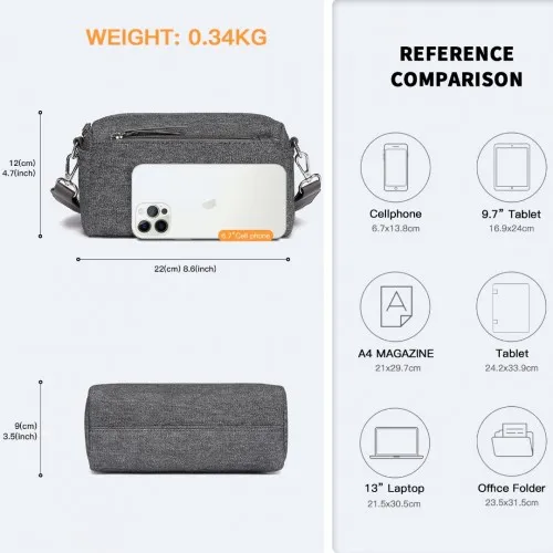 Stylish & Functional Miss Lulu Grey Ethnic Jacquard Strap Water-Resistant Crossbody Bag