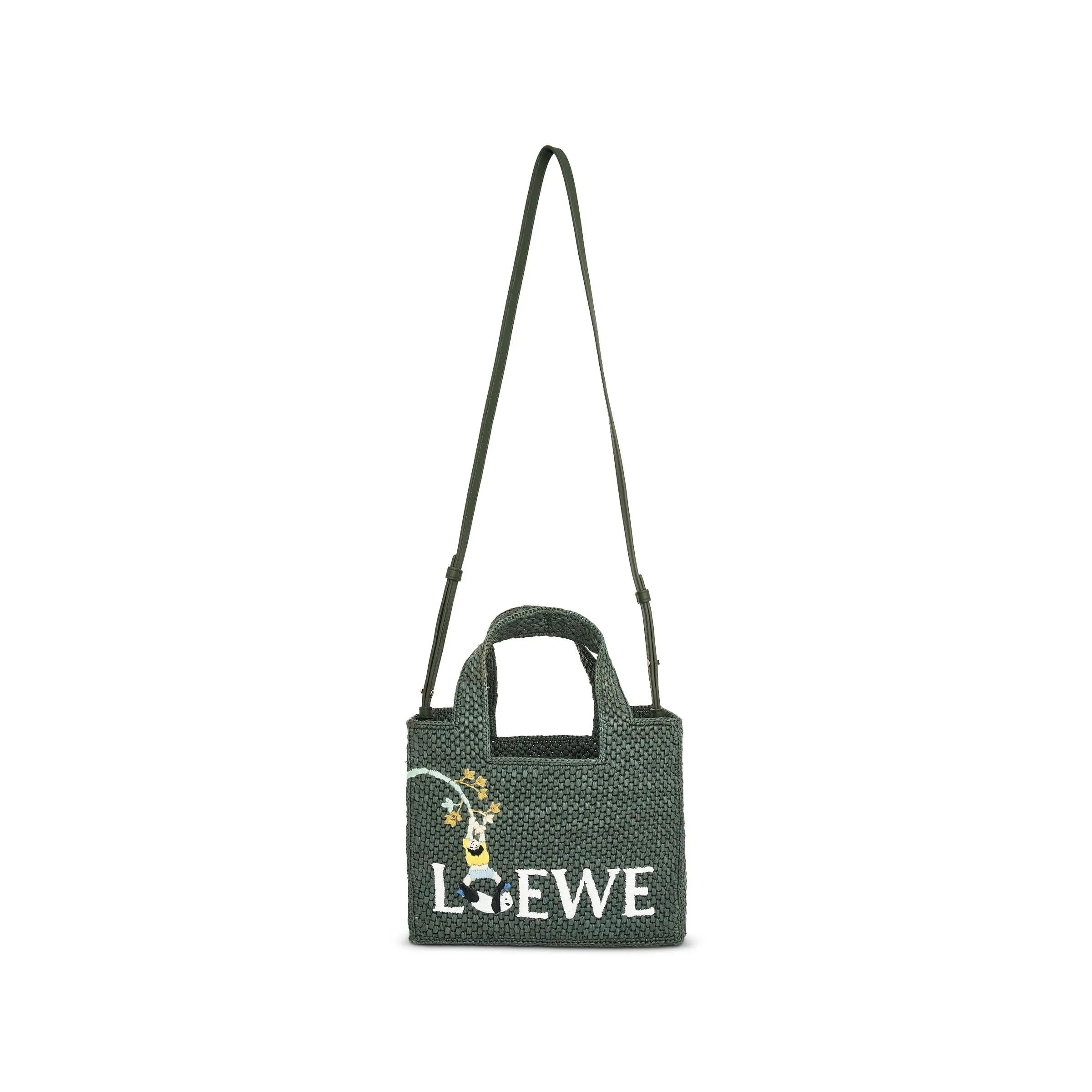 Suna Fujita Panda Font Tote Small Bag in Bottle Green