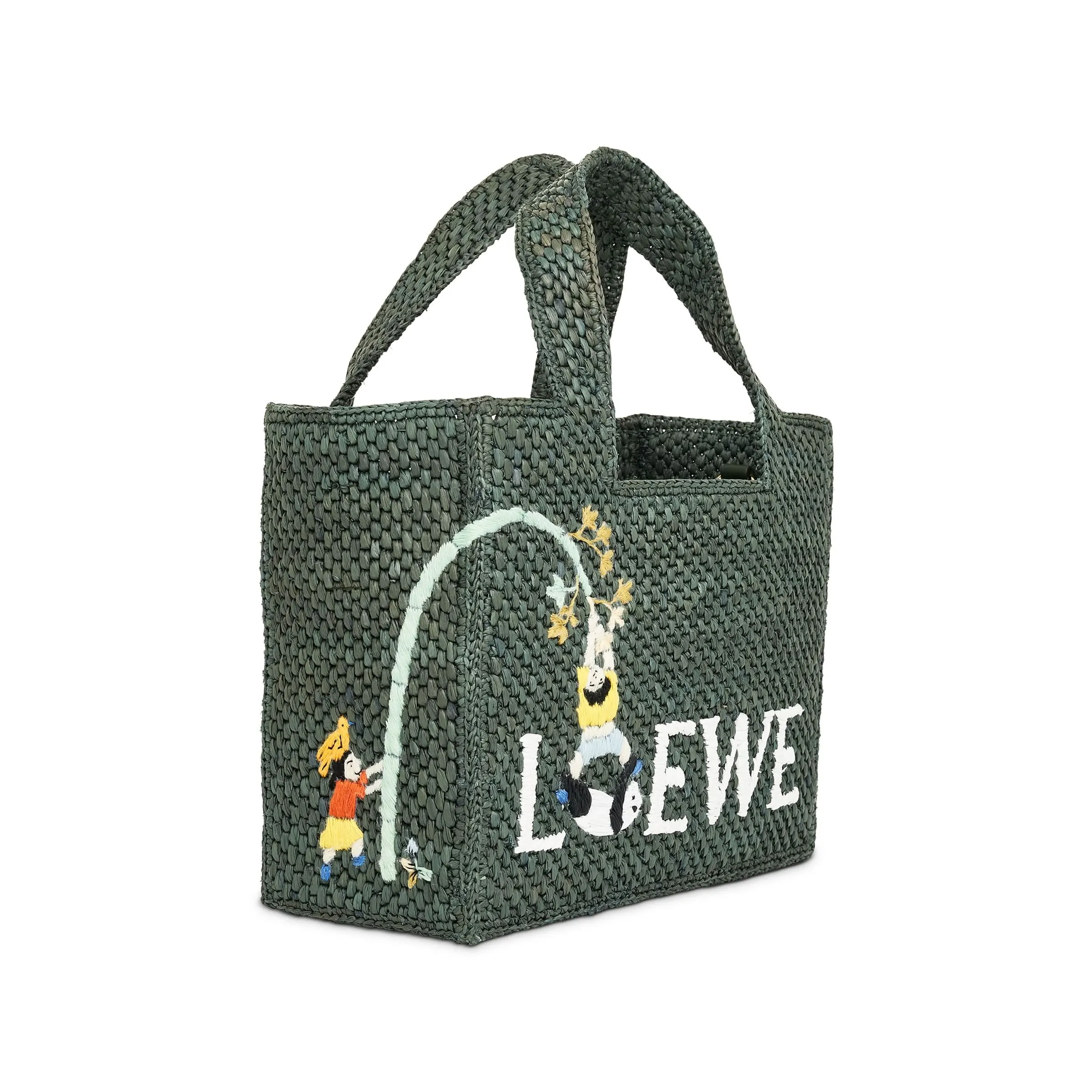Suna Fujita Panda Font Tote Small Bag in Bottle Green