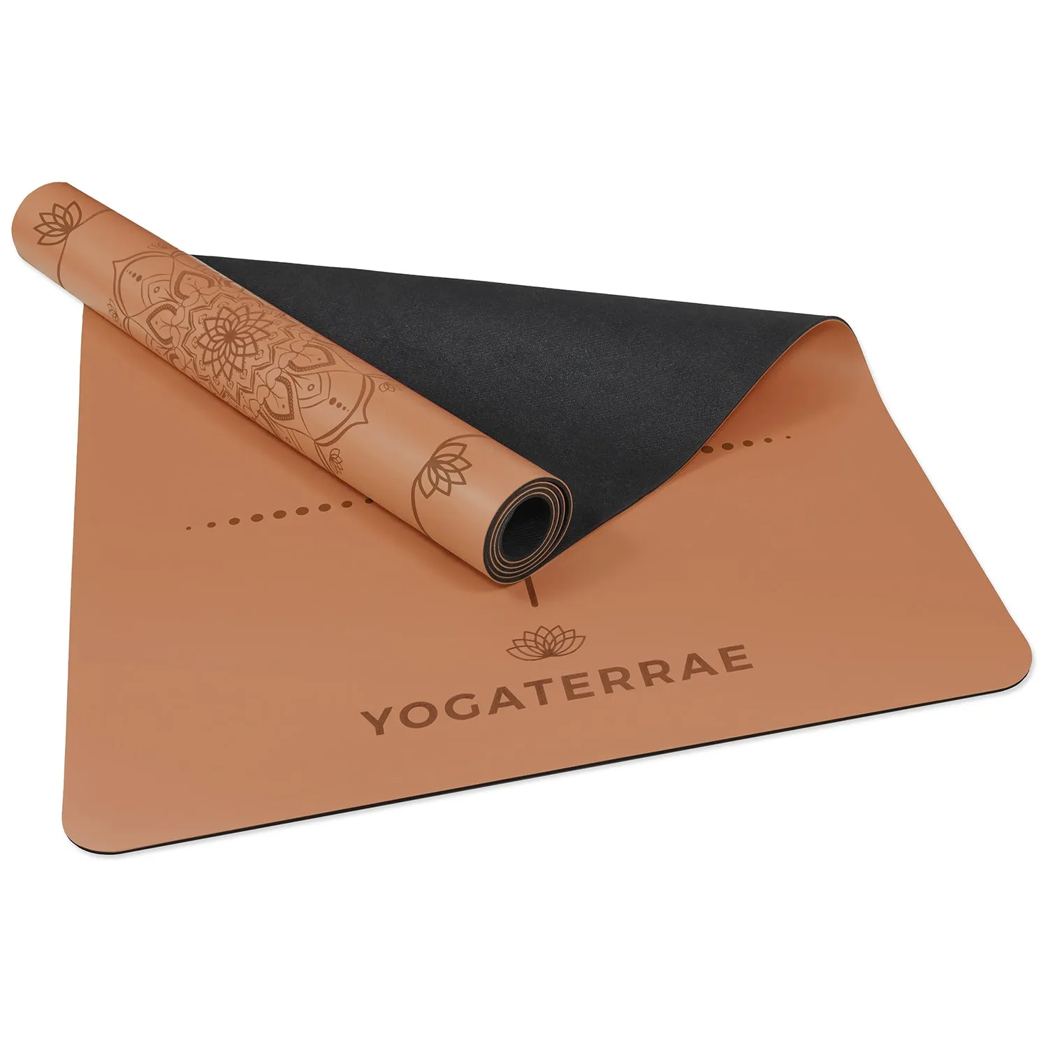 TAPIS DE YOGA MANDALA MARRON EN PU-CAOUTCHOUC NATUREL