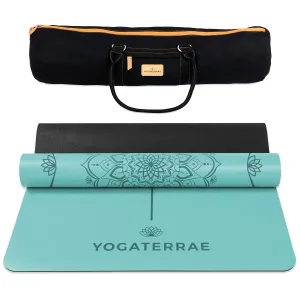 TAPIS DE YOGA MANDALA VERT MENTHE EN PU-CAOUTCHOUC NATUREL AVEC SAC