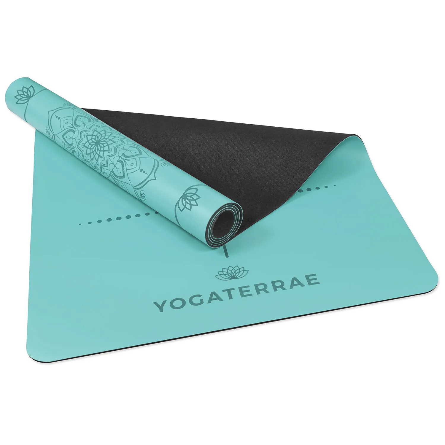 TAPIS DE YOGA MANDALA VERT MENTHE EN PU-CAOUTCHOUC NATUREL