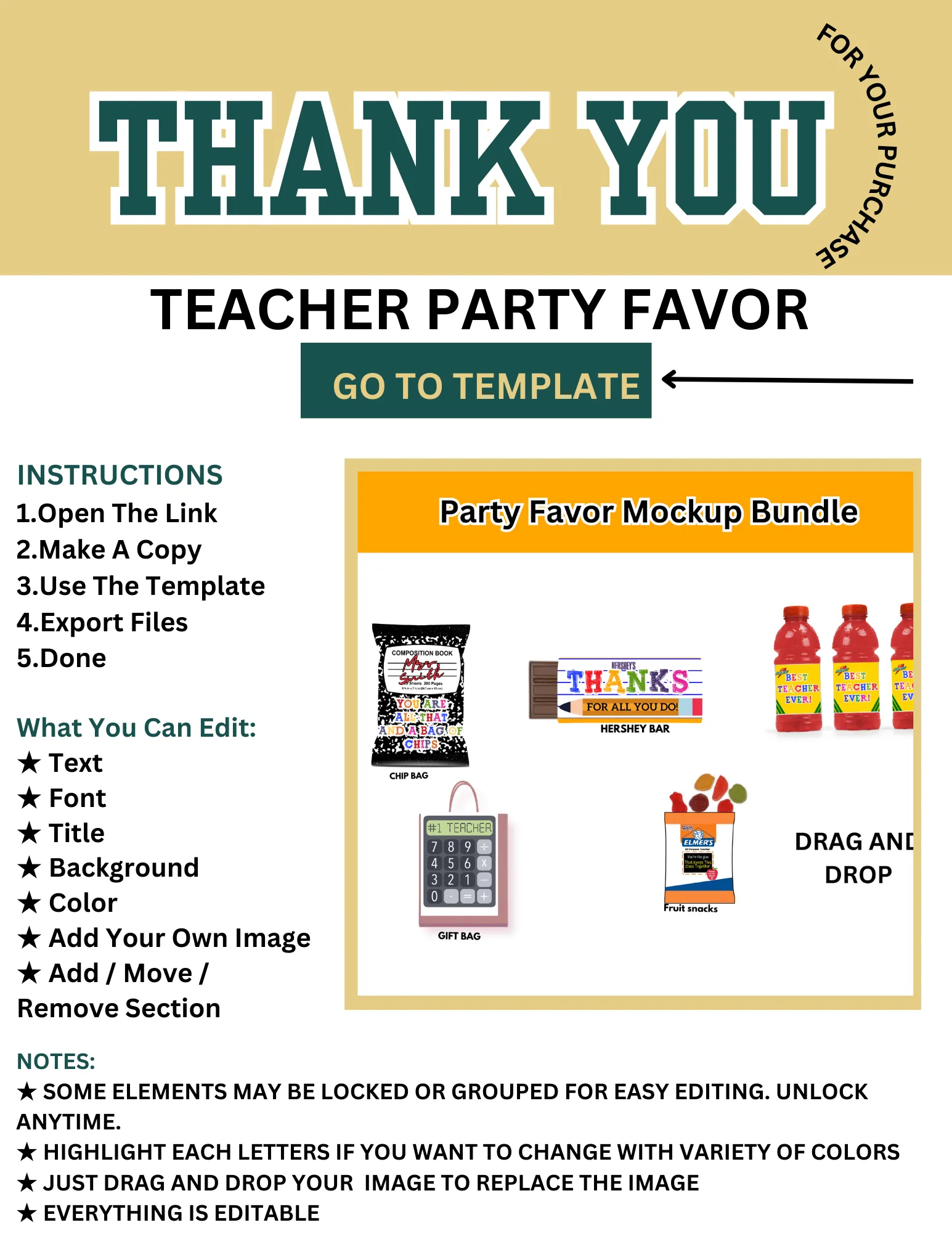 Teacher Party Favor Templates