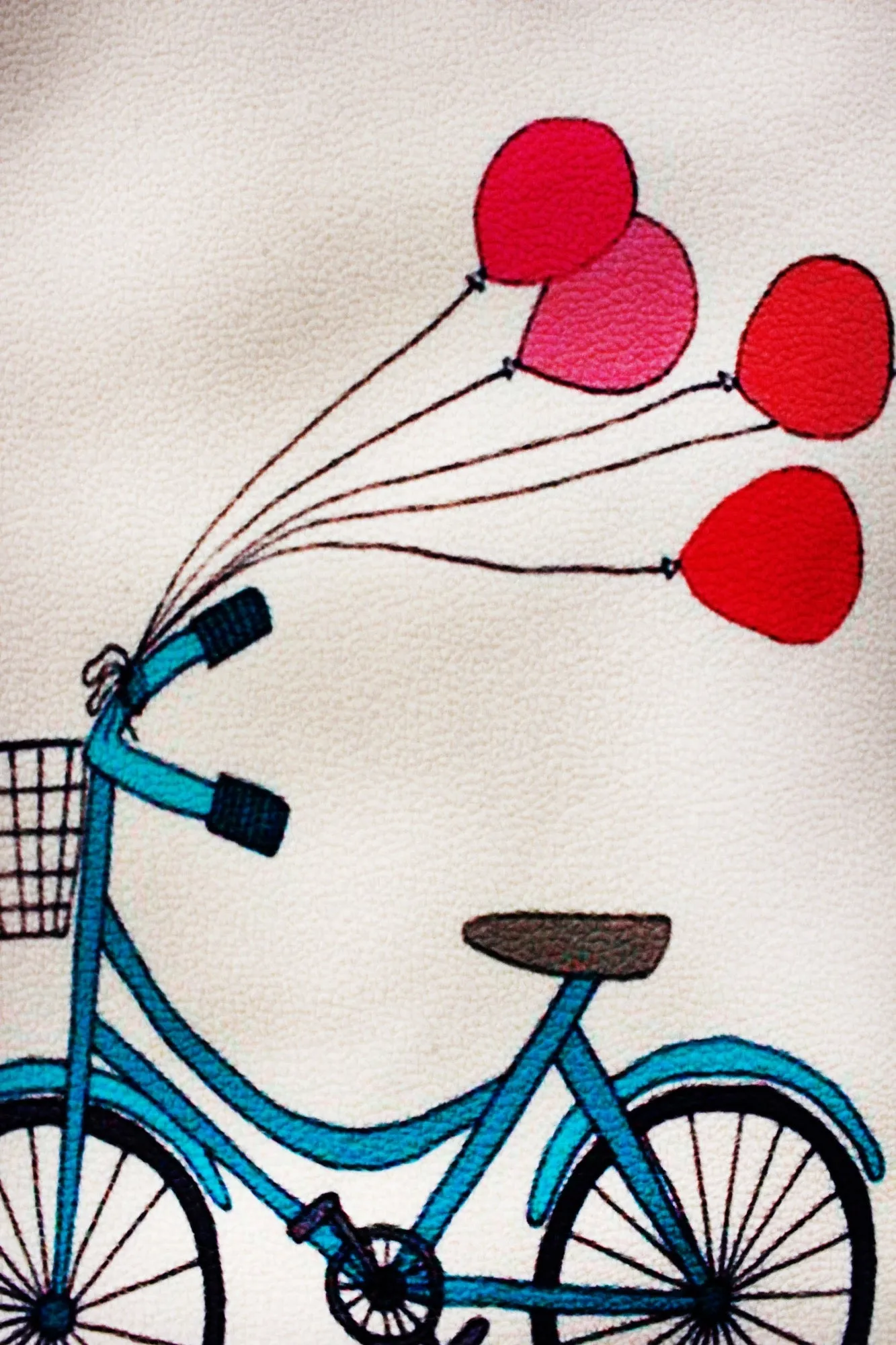 Tote Bag - Beige Colour Bicycle with Bolloons